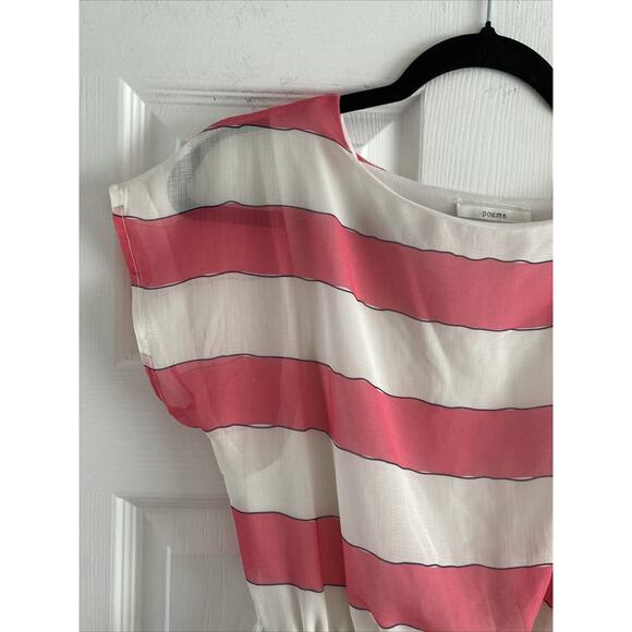 Poema Womens Small Dress Stripe Pleated Preppy Feminine - Picture 2 of 9